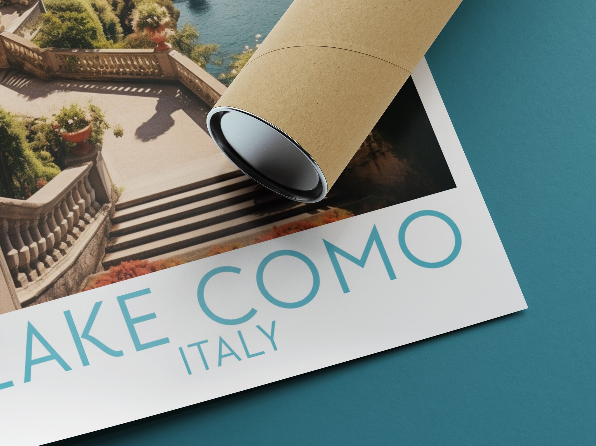 lake como travel poster rolled italy