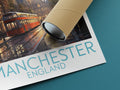 manchester travel poster rolled england