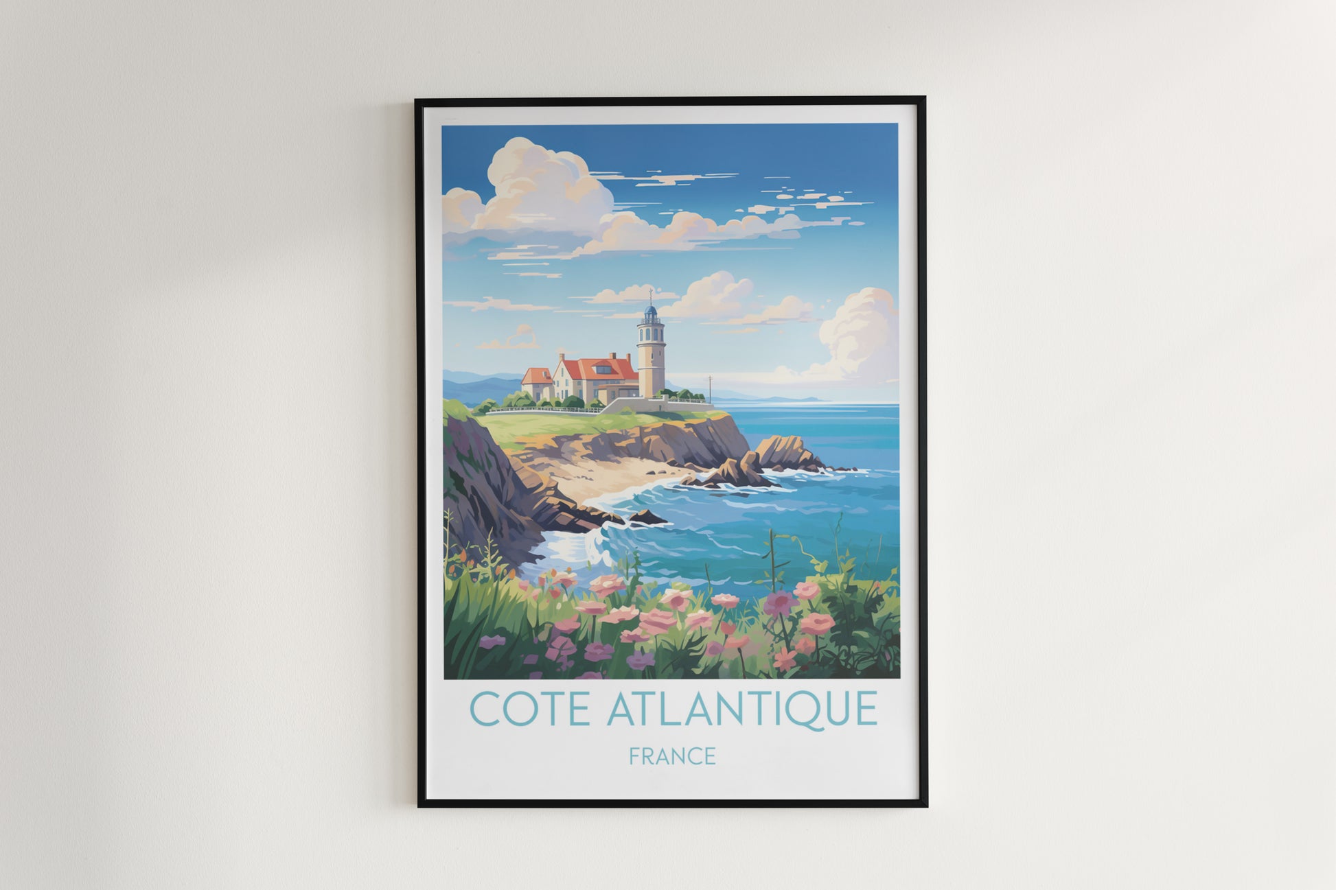 cote atlantique travel poster hanged on the wall france