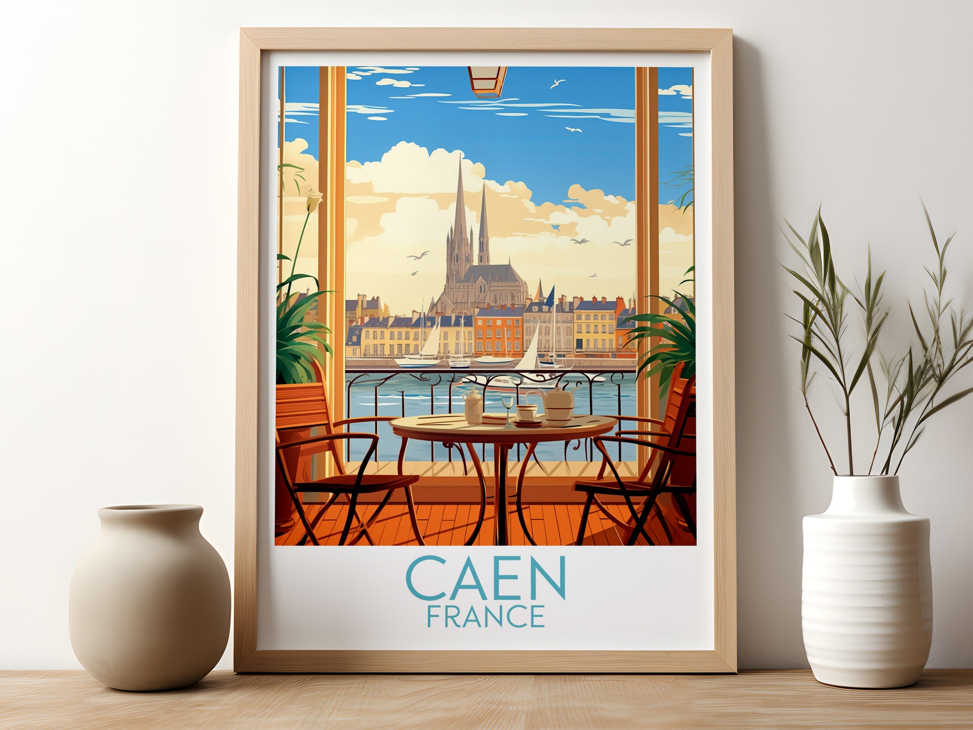 caen travel poster for kitchen france