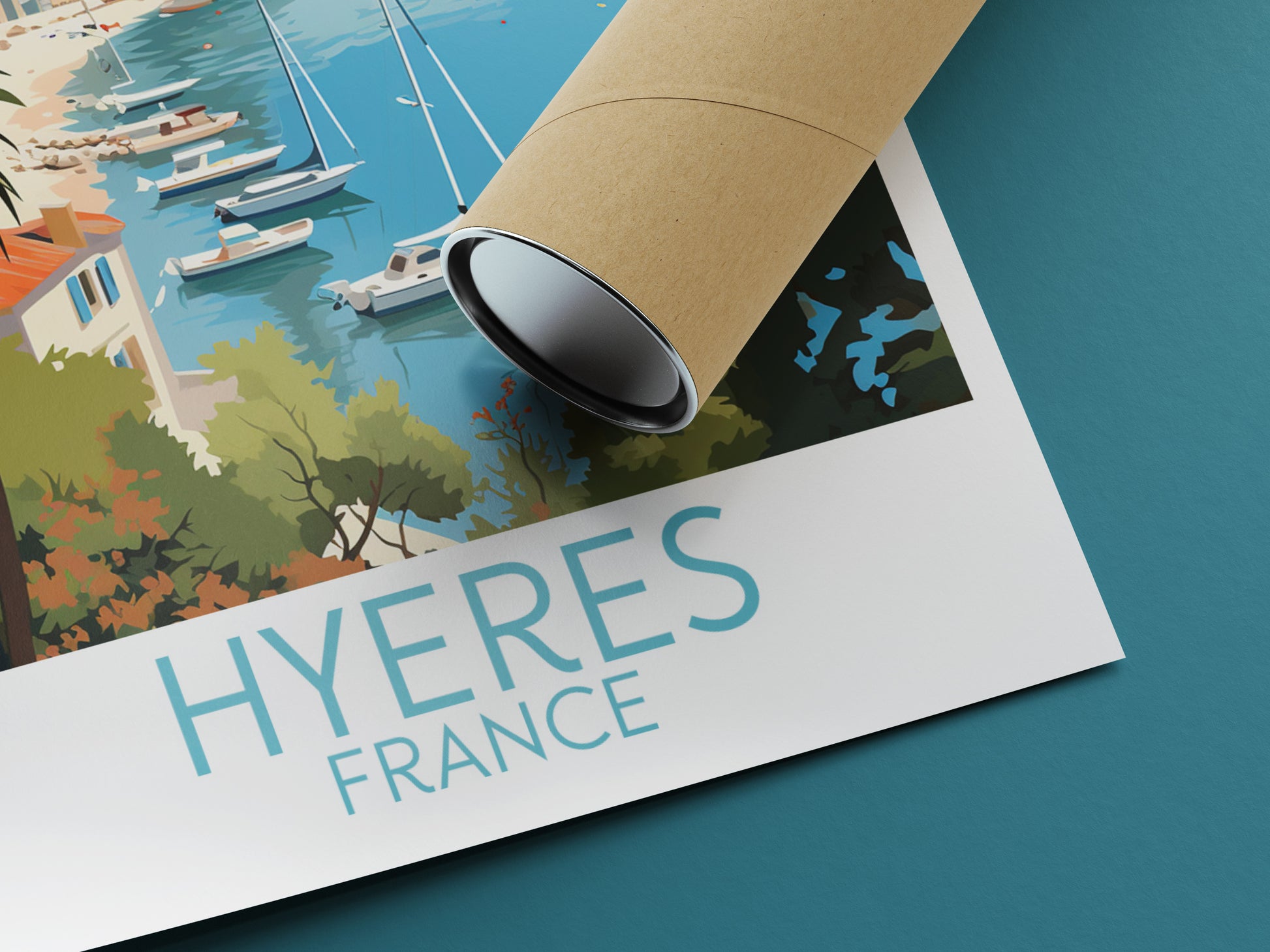 hyeres travel poster rolled france