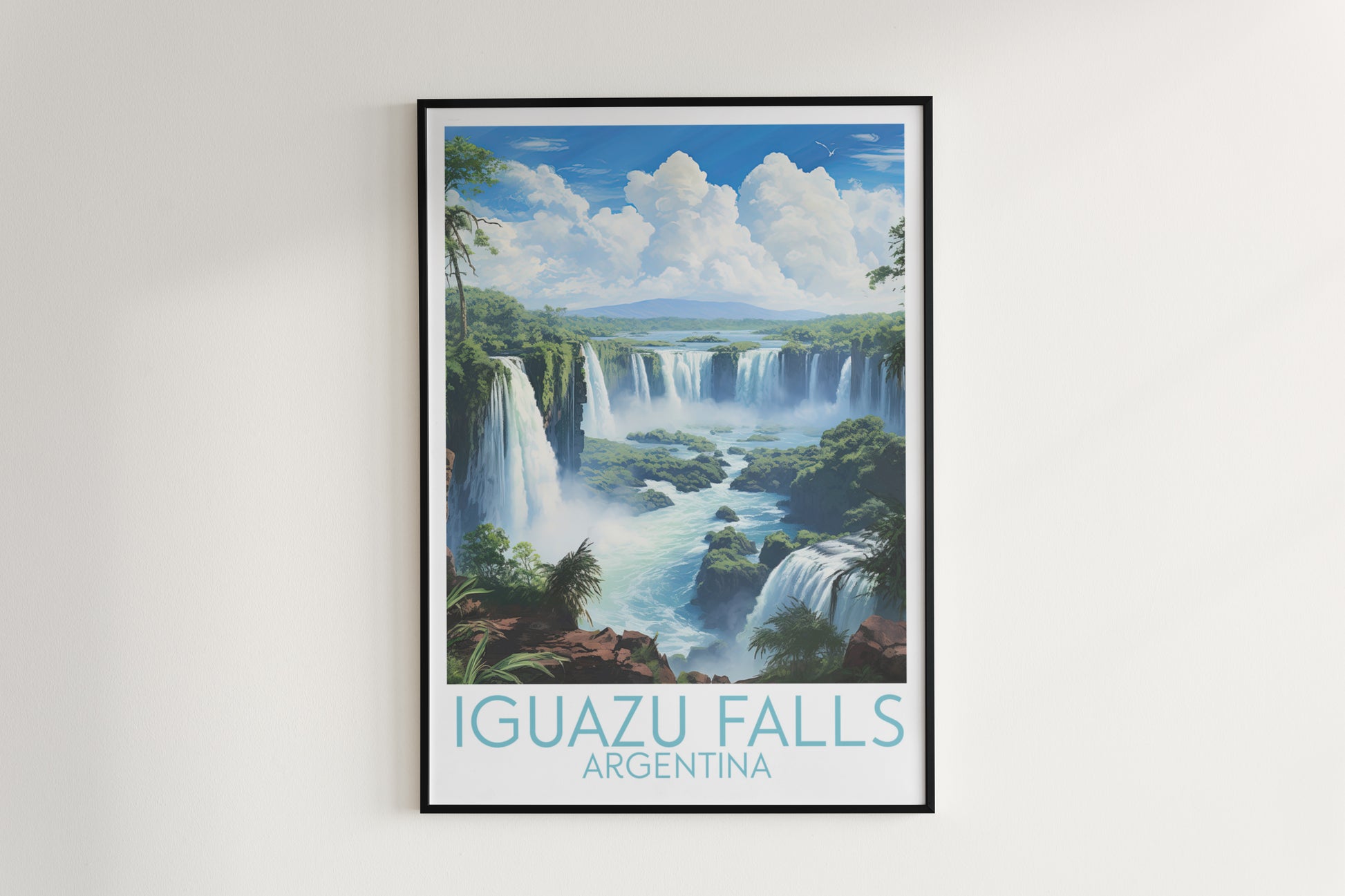 iguazu falls travel poster hanged on the wall argentina