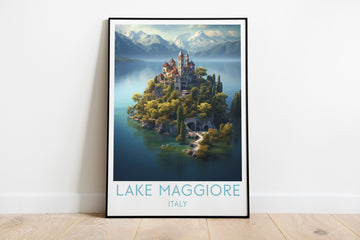 lake maggiore travel poster on the ground italy