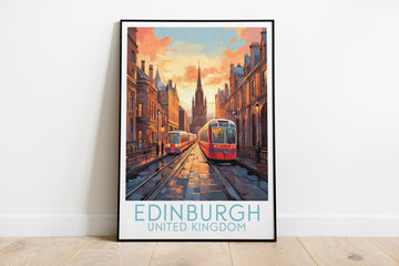 edinburgh travel poster on the ground united kingdom