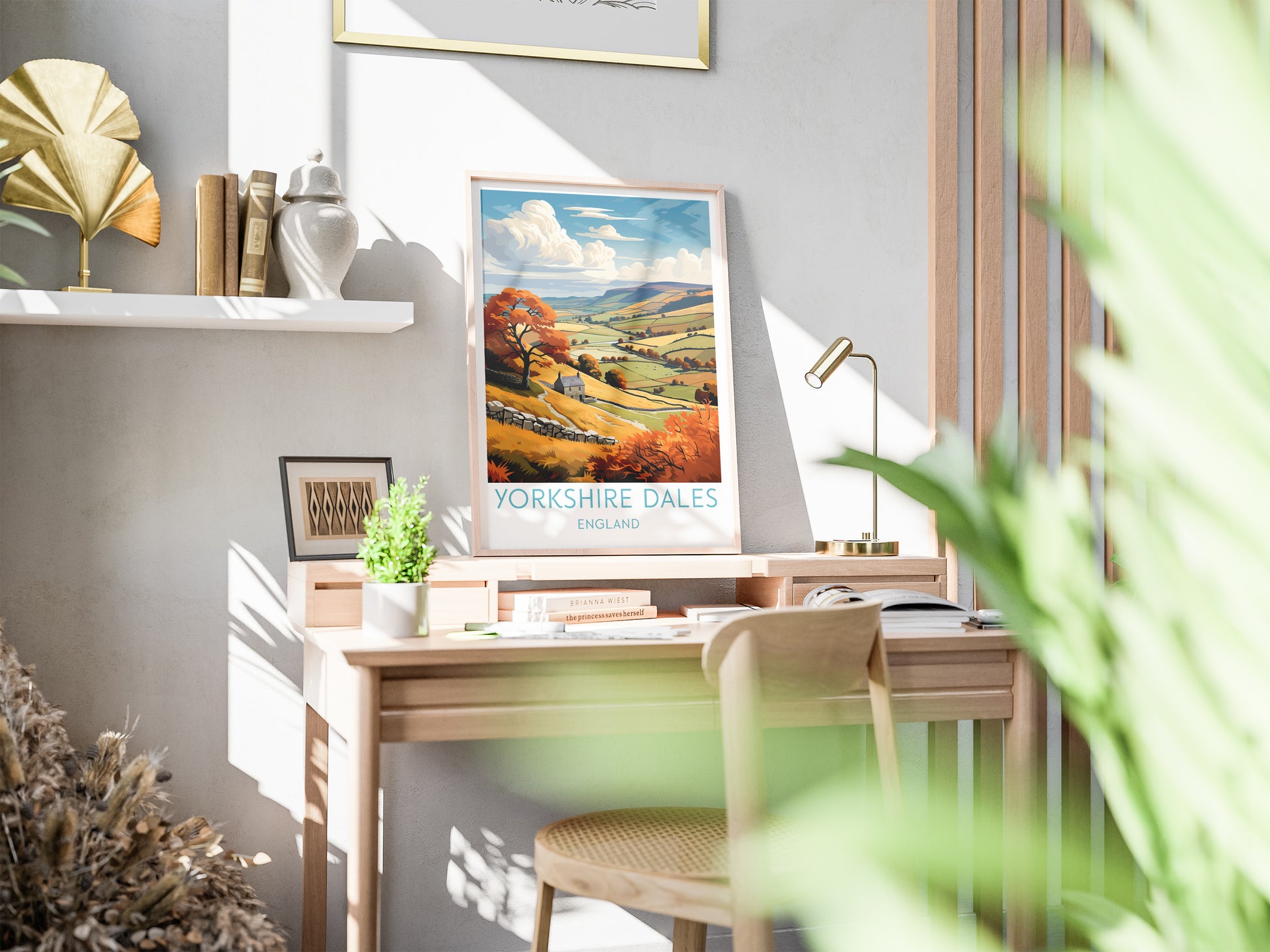 yorkshire dales travel poster on desk england