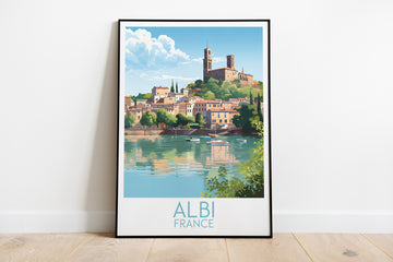 albi travel poster on the ground france