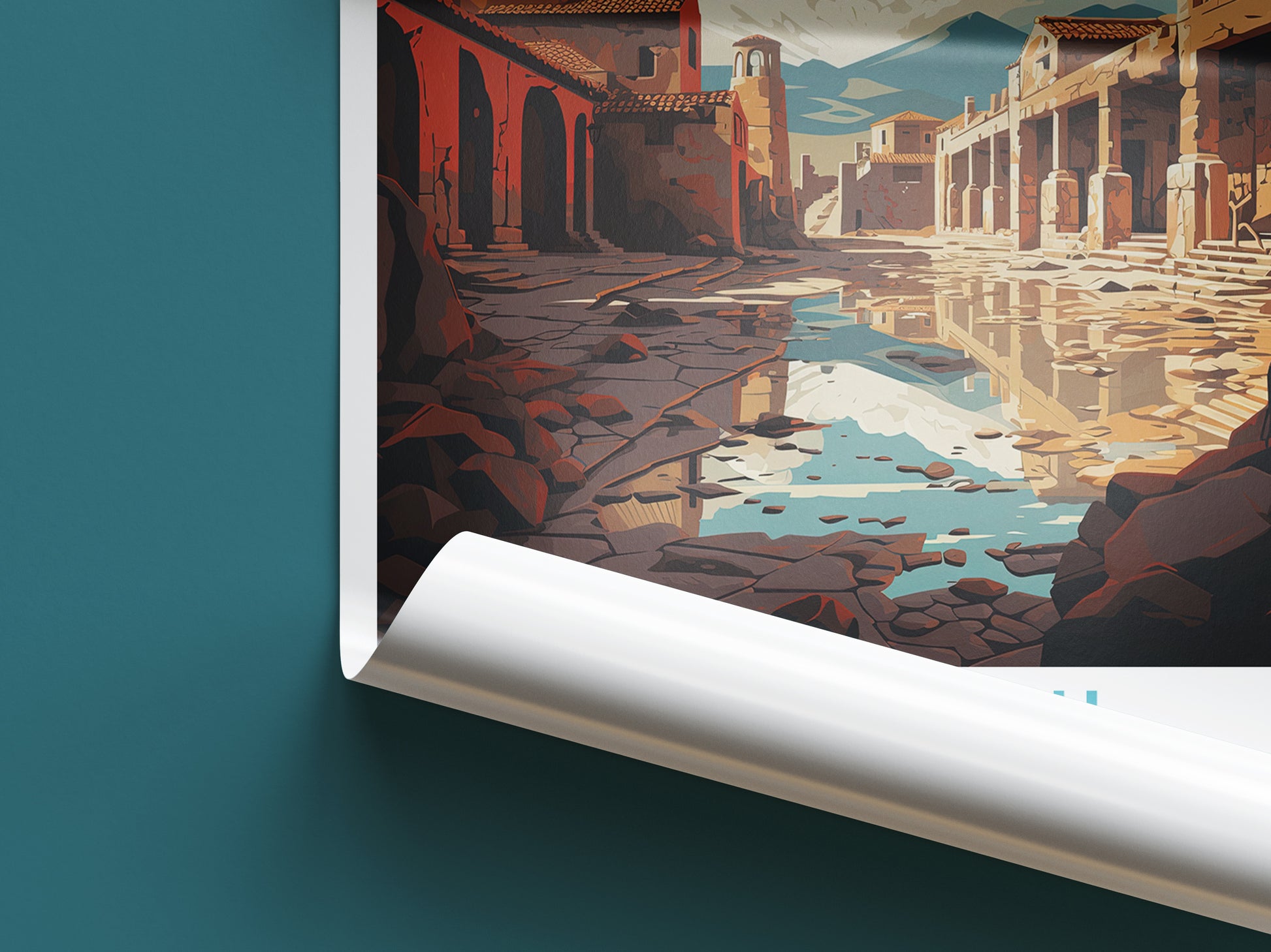 pompeii travel poster roll up italy