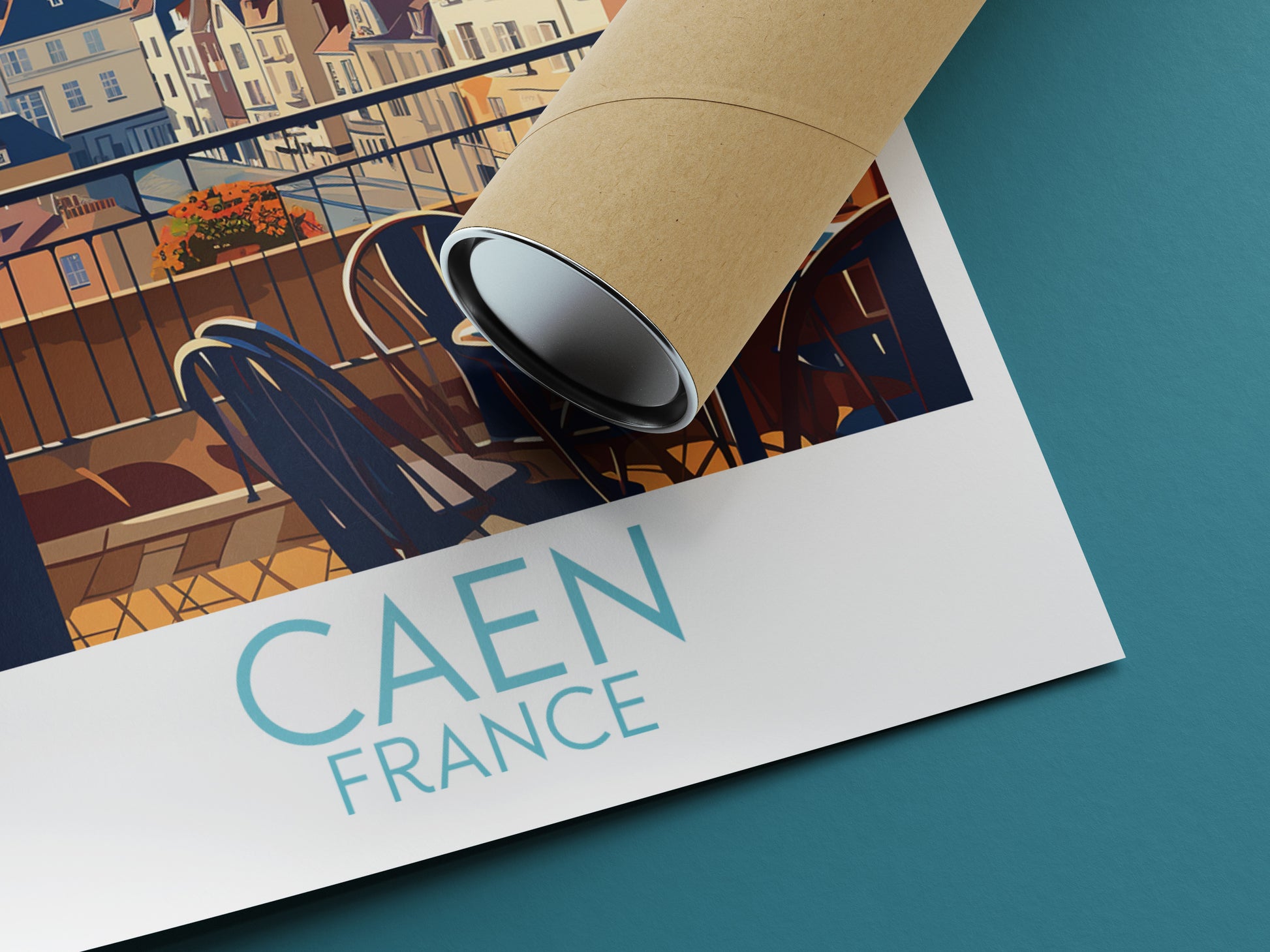 caen travel poster rolled france