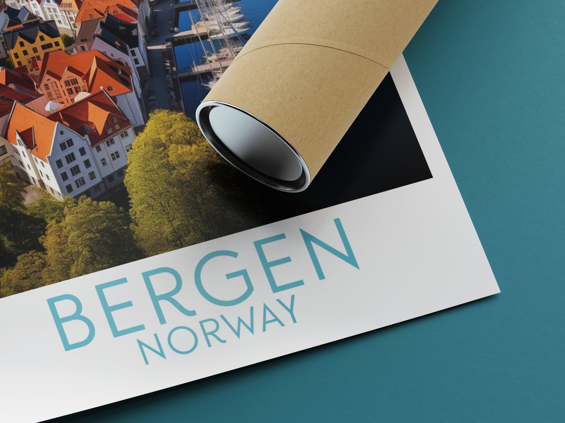 bergen travel poster rolled norway