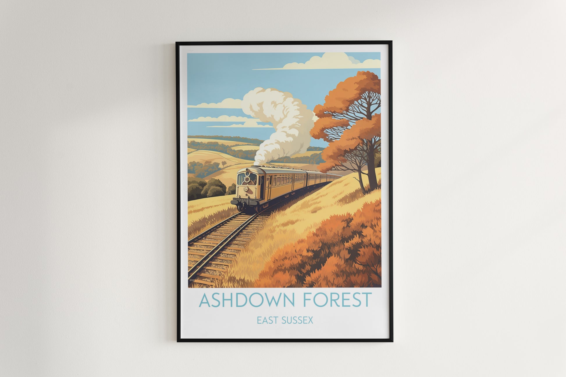 ashdown forest travel poster hanged on the wall east sussex