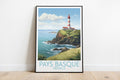 pays basque travel poster on the ground france