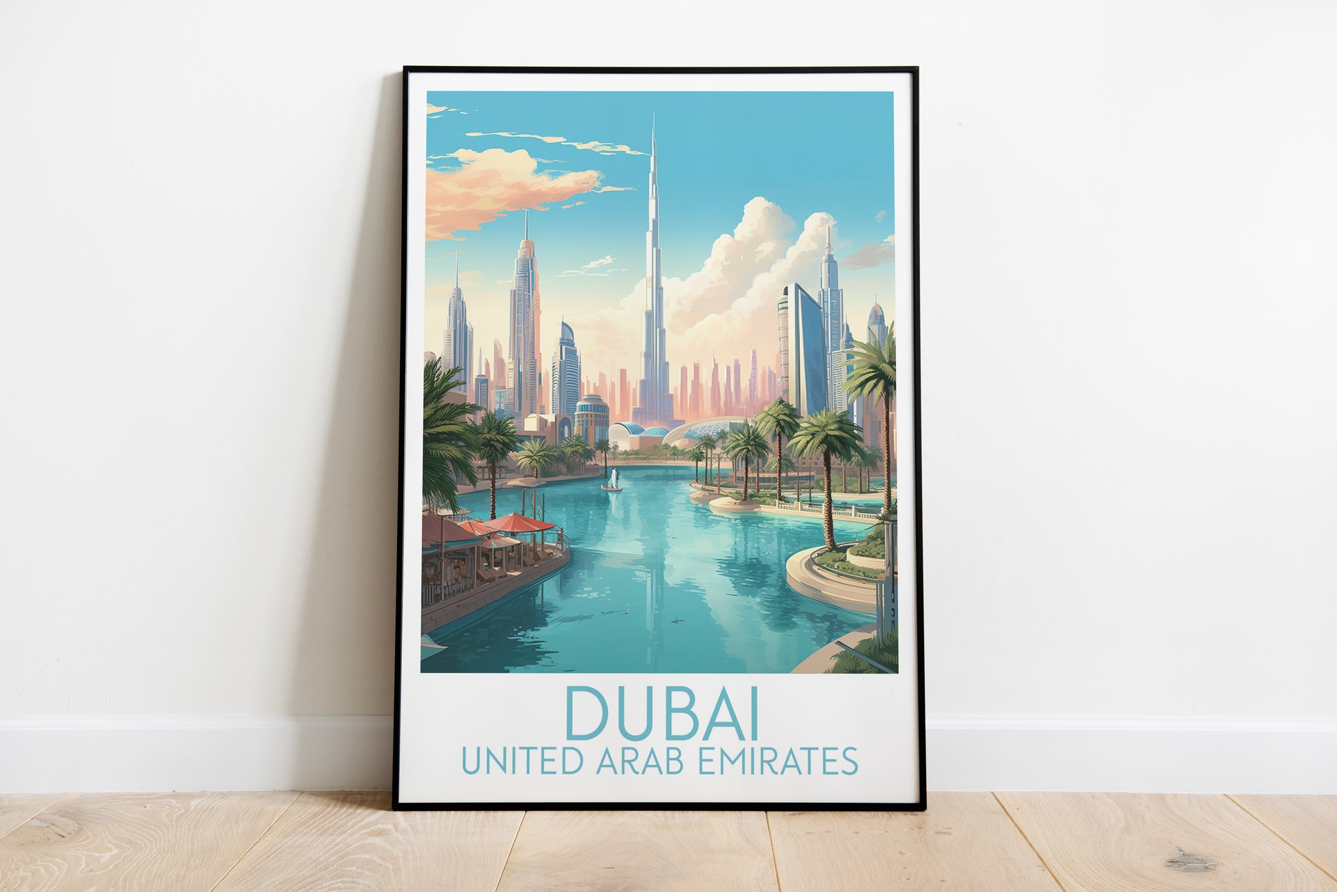 dubai travel poster on the ground united arab emirates