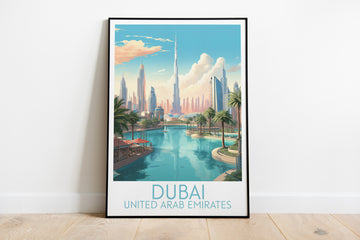 dubai travel poster on the ground united arab emirates