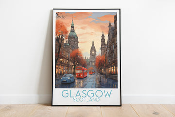 glasgow travel poster on the ground scotland