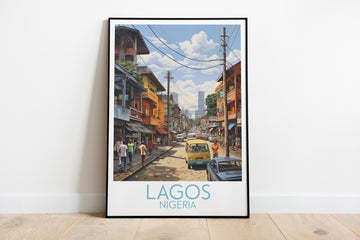 lagos travel poster on the ground nigeria