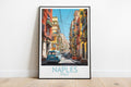 naples travel poster on the ground italy