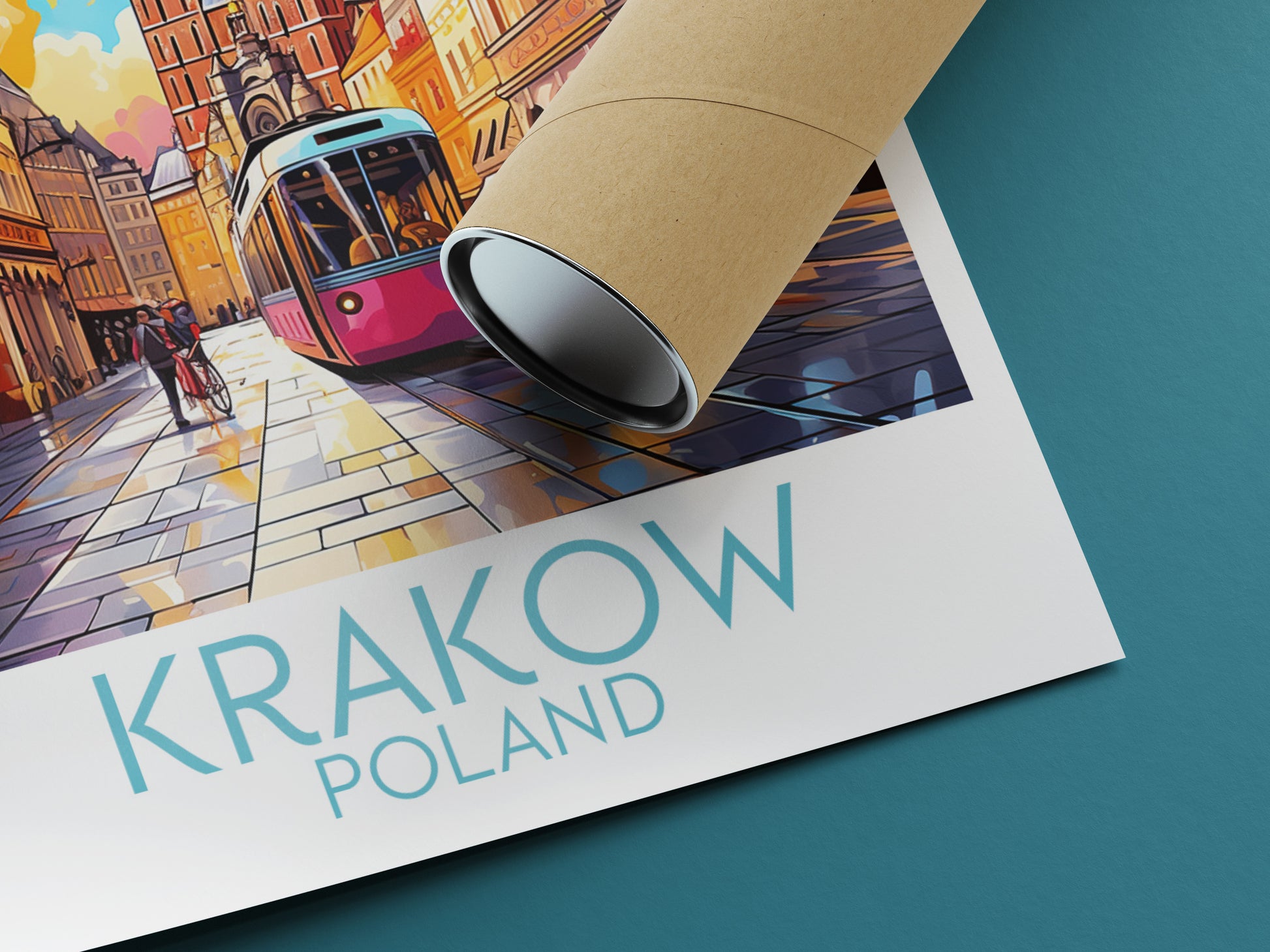 krakow travel poster rolled poland