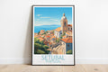 setubal travel poster on the ground portugal