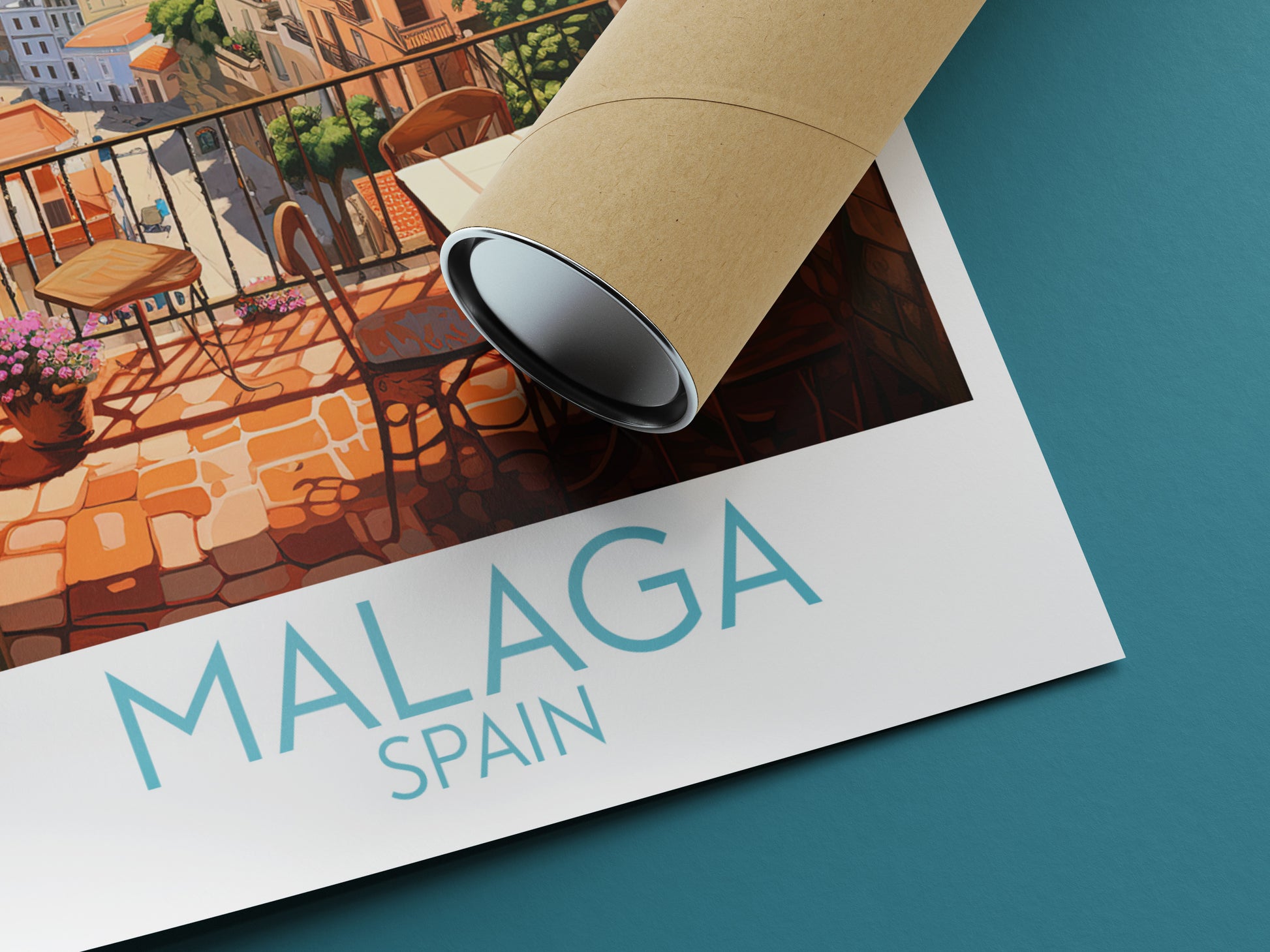 malaga travel poster rolled spain