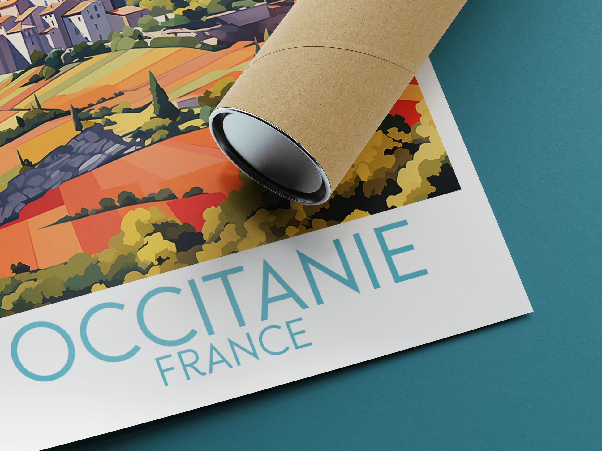 occitanie travel poster rolled france