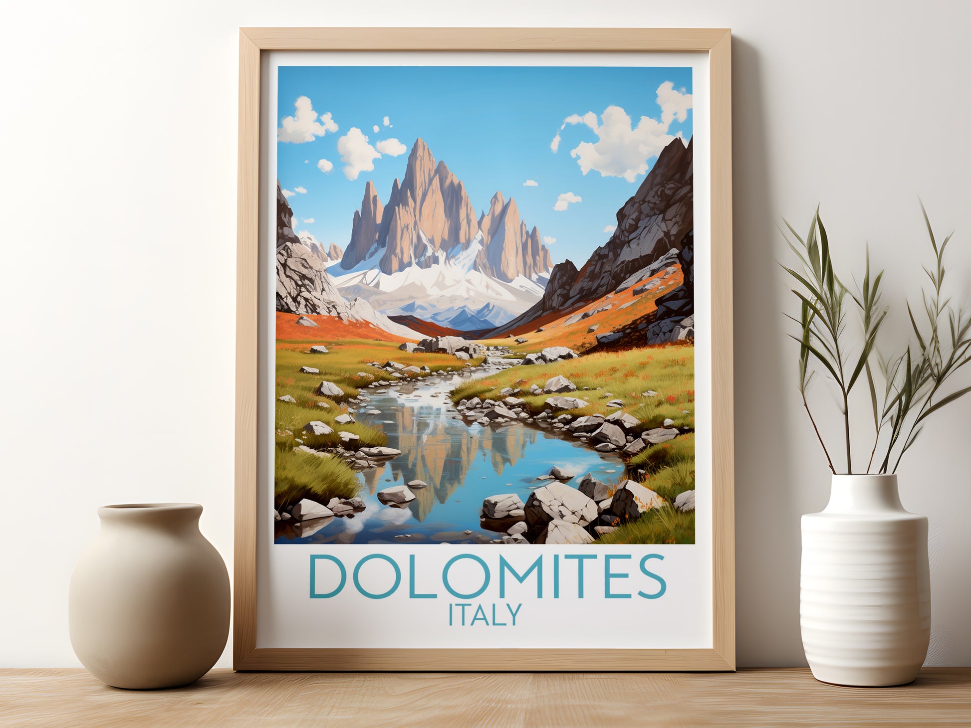 dolomites travel poster for kitchen italy