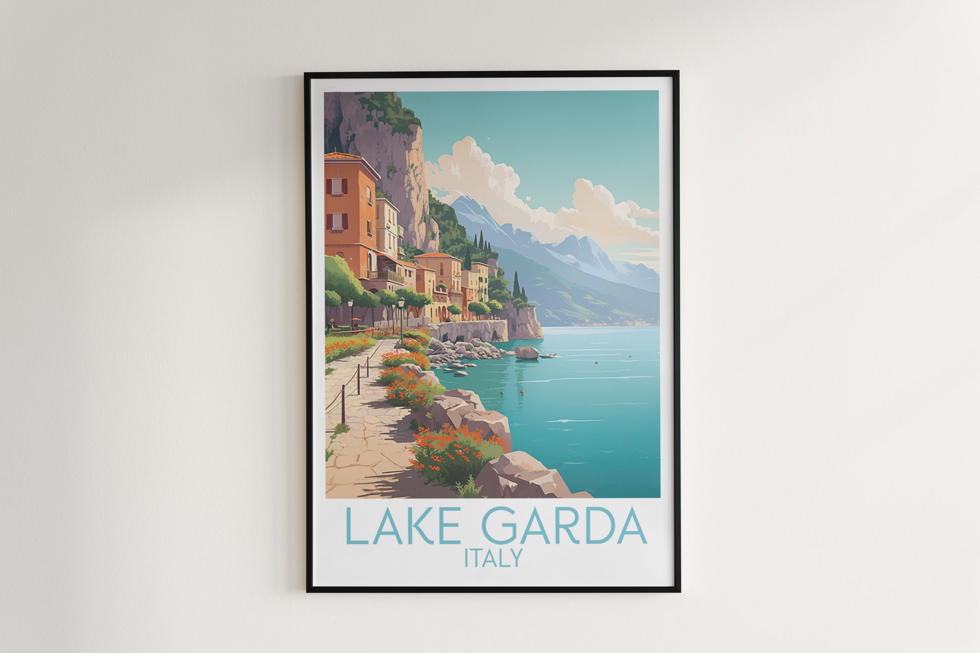 lake garda travel poster hanged on the wall italy