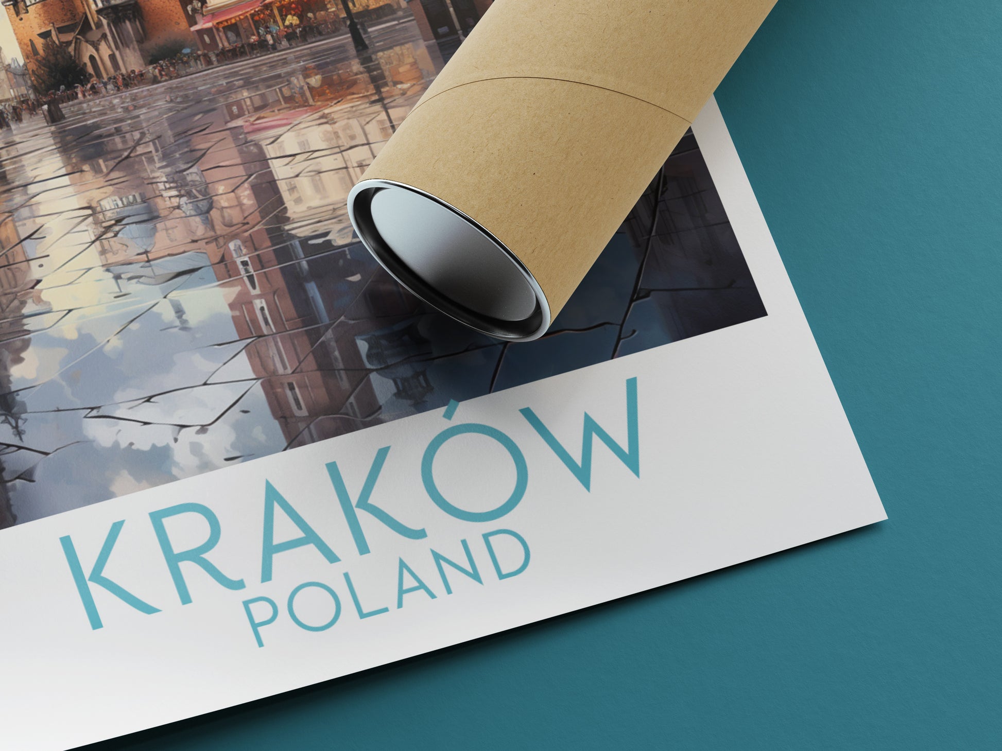 krakow travel poster rolled poland