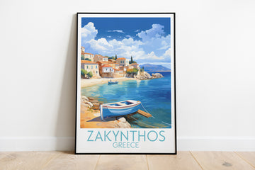 zakynthos travel poster on the ground greece