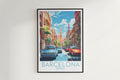 barcelona travel poster hanged on the wall spain