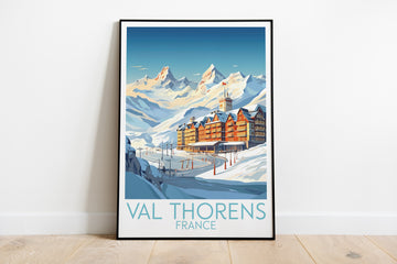 val thorens travel poster on the ground france