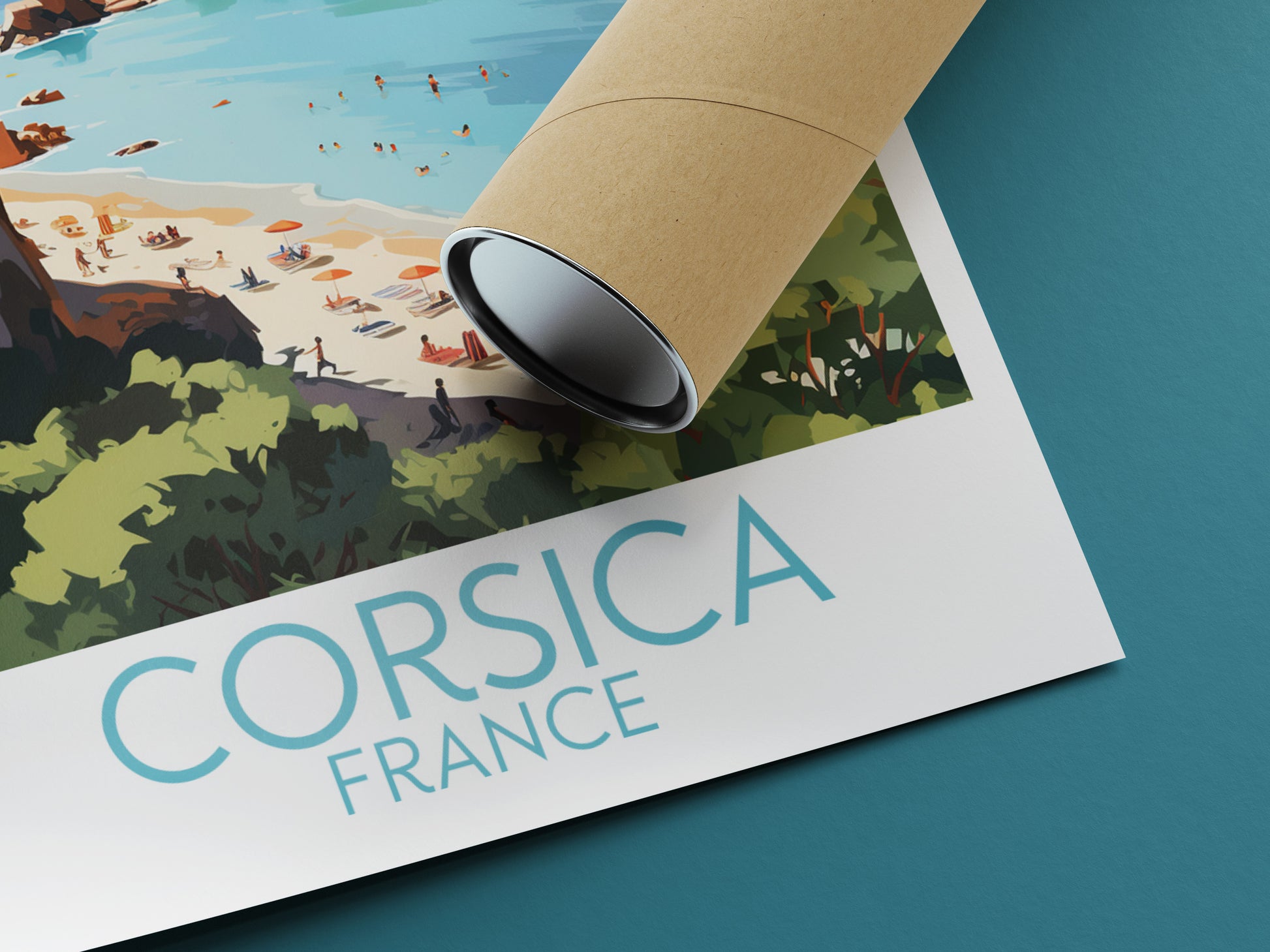 corsica travel poster rolled france