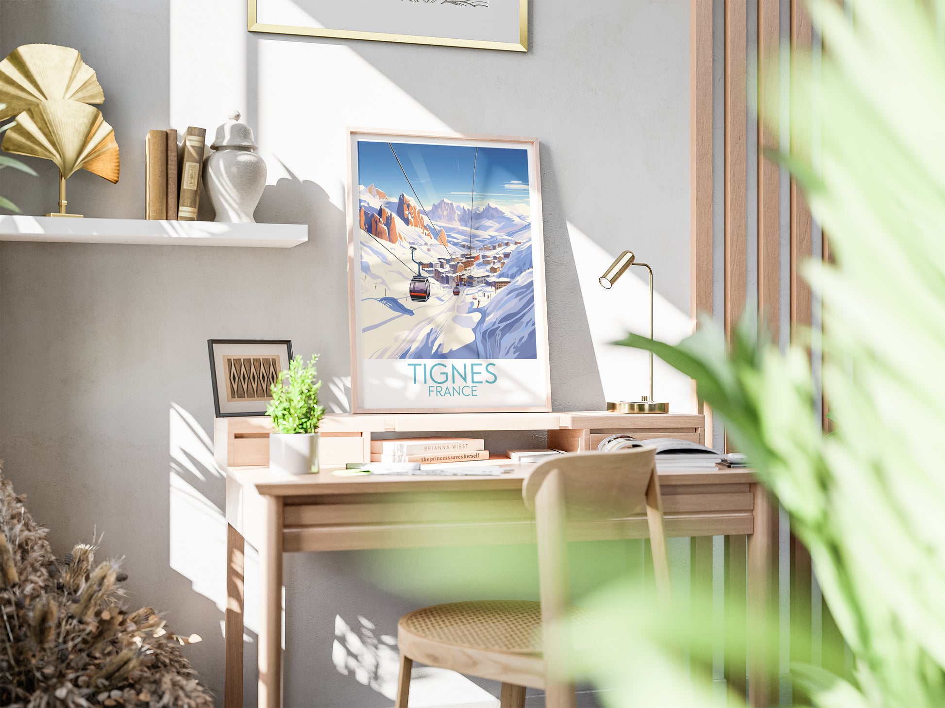 tignes travel poster on desk france