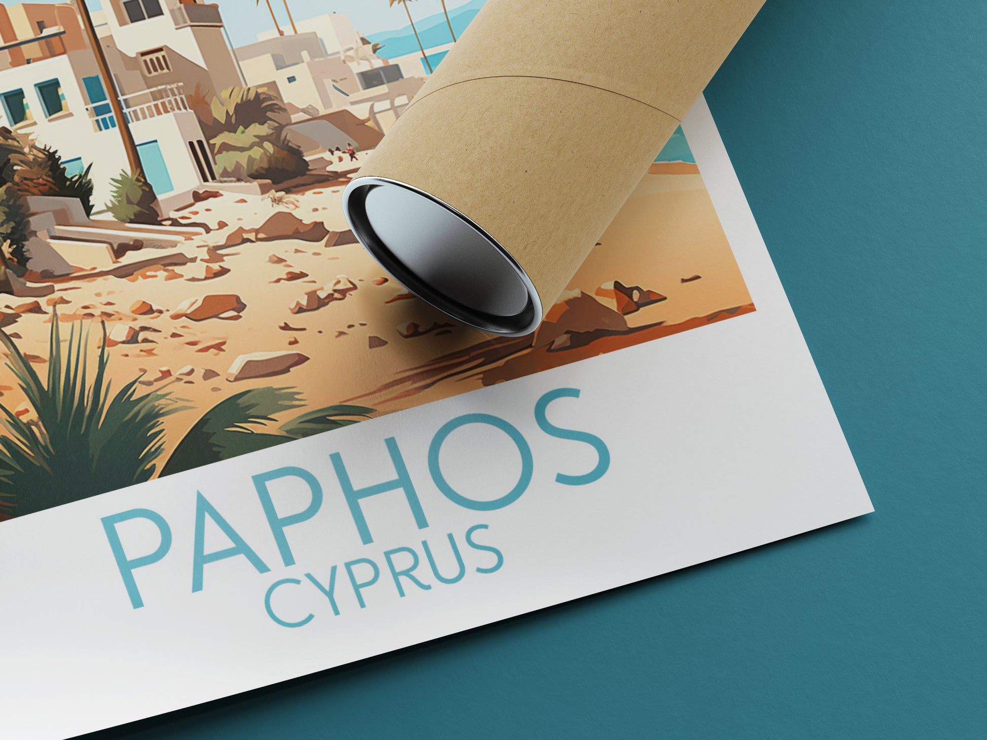 paphos travel poster rolled cyprus