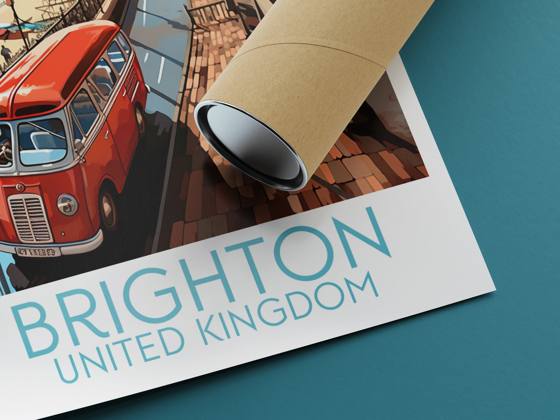 brighton travel poster rolled united kingdom