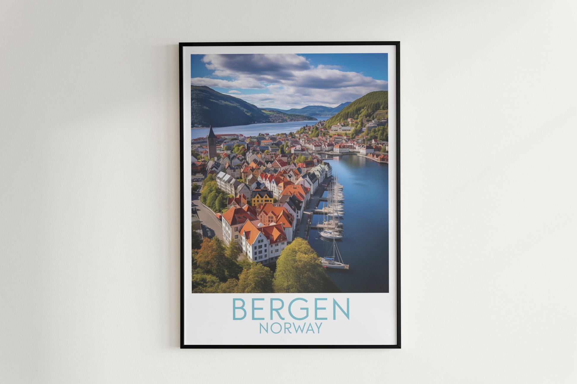 bergen travel poster hanged on the wall norway