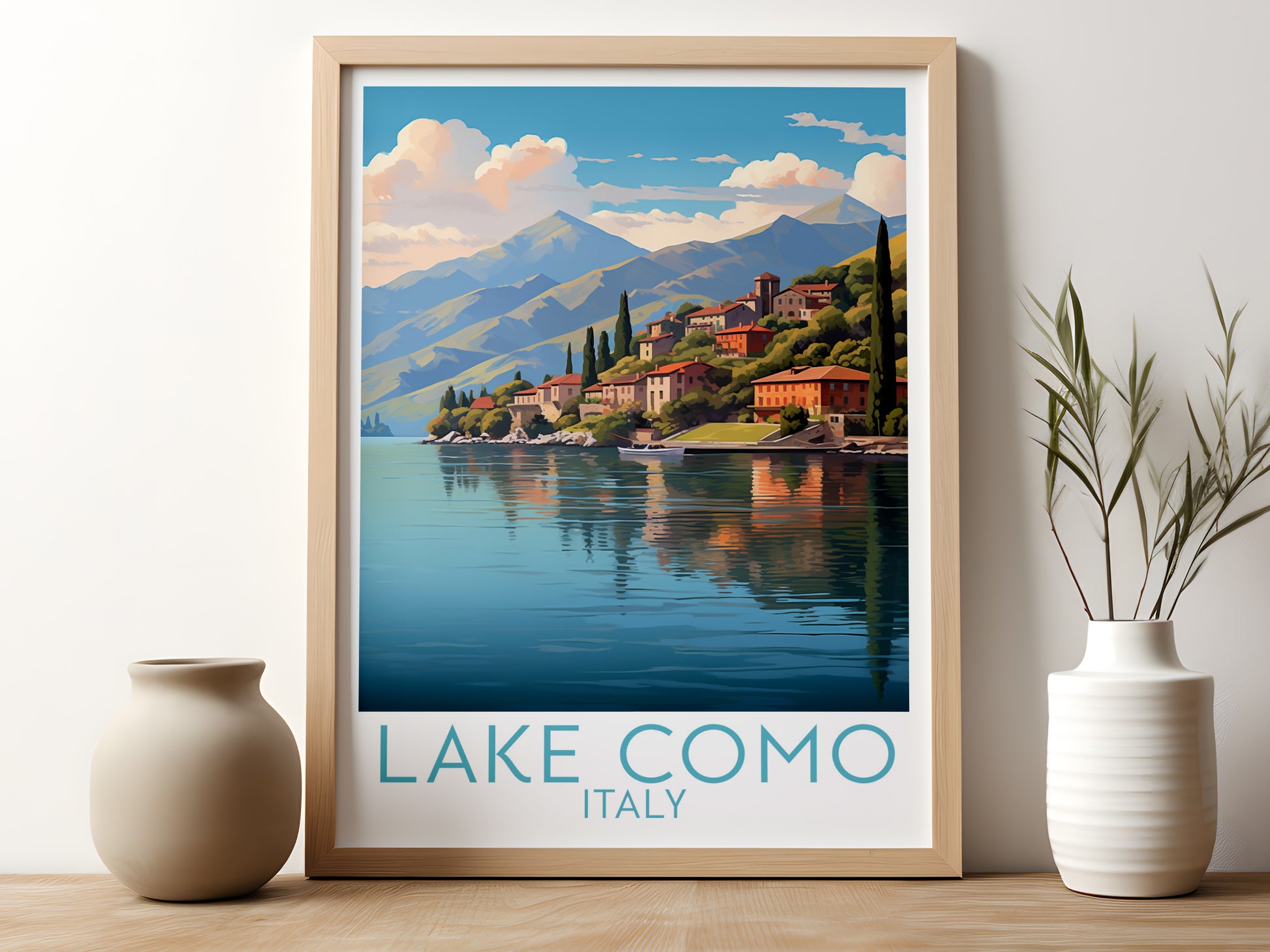 lake como travel poster for kitchen italy