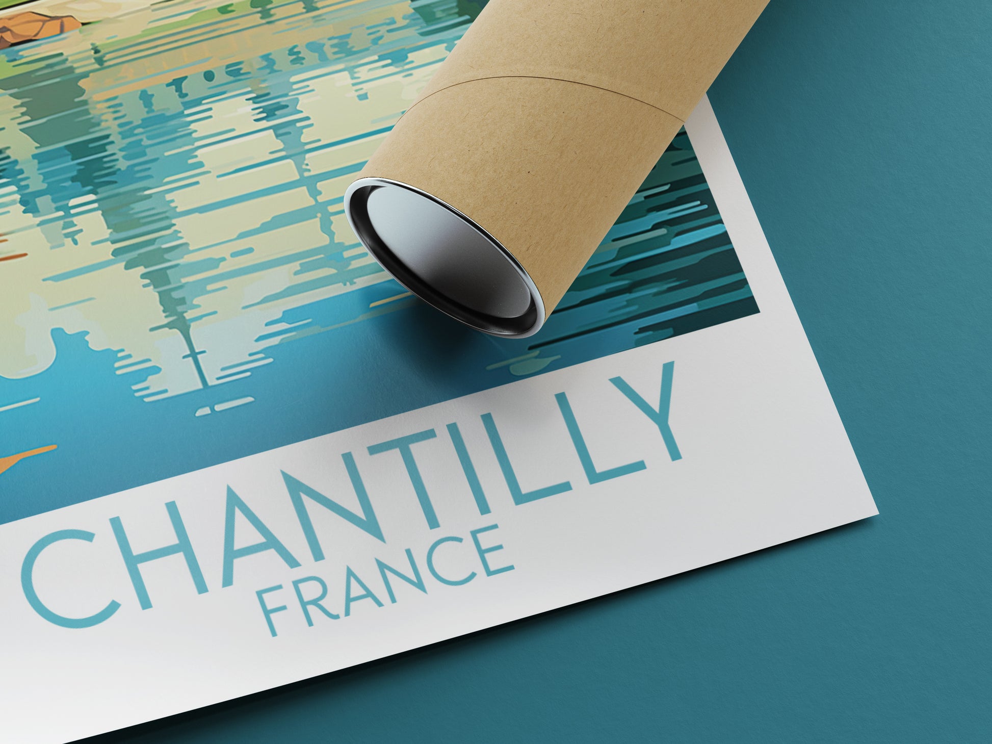 chantilly travel poster rolled france