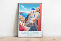 santorini travel poster on the ground greece