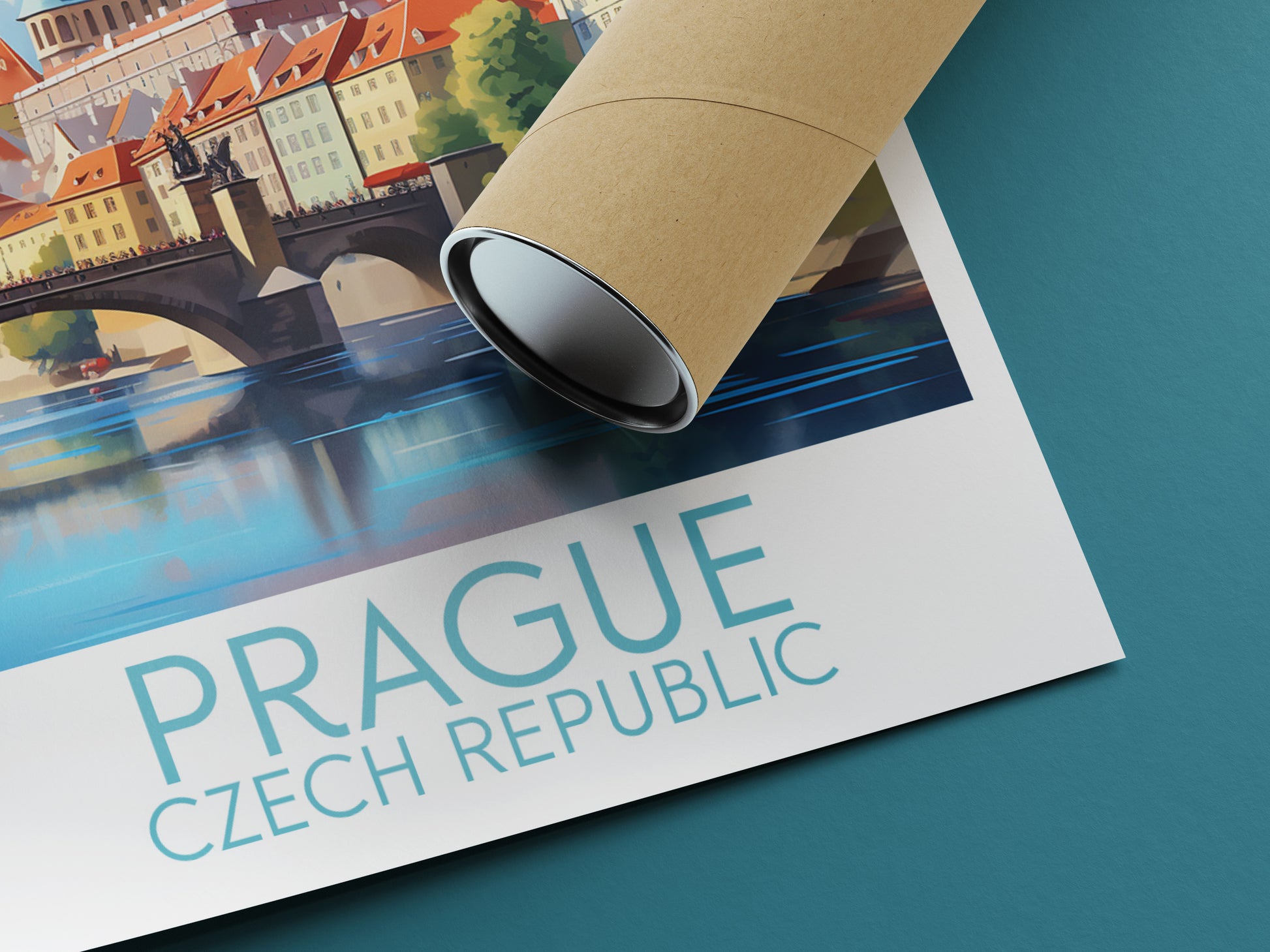 prague travel poster rolled czech republic