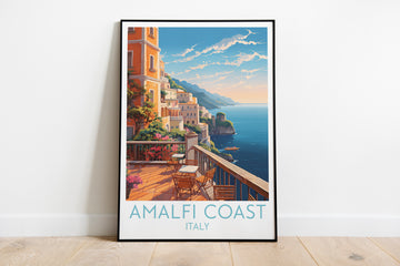 amalfi coast travel poster on the ground italy