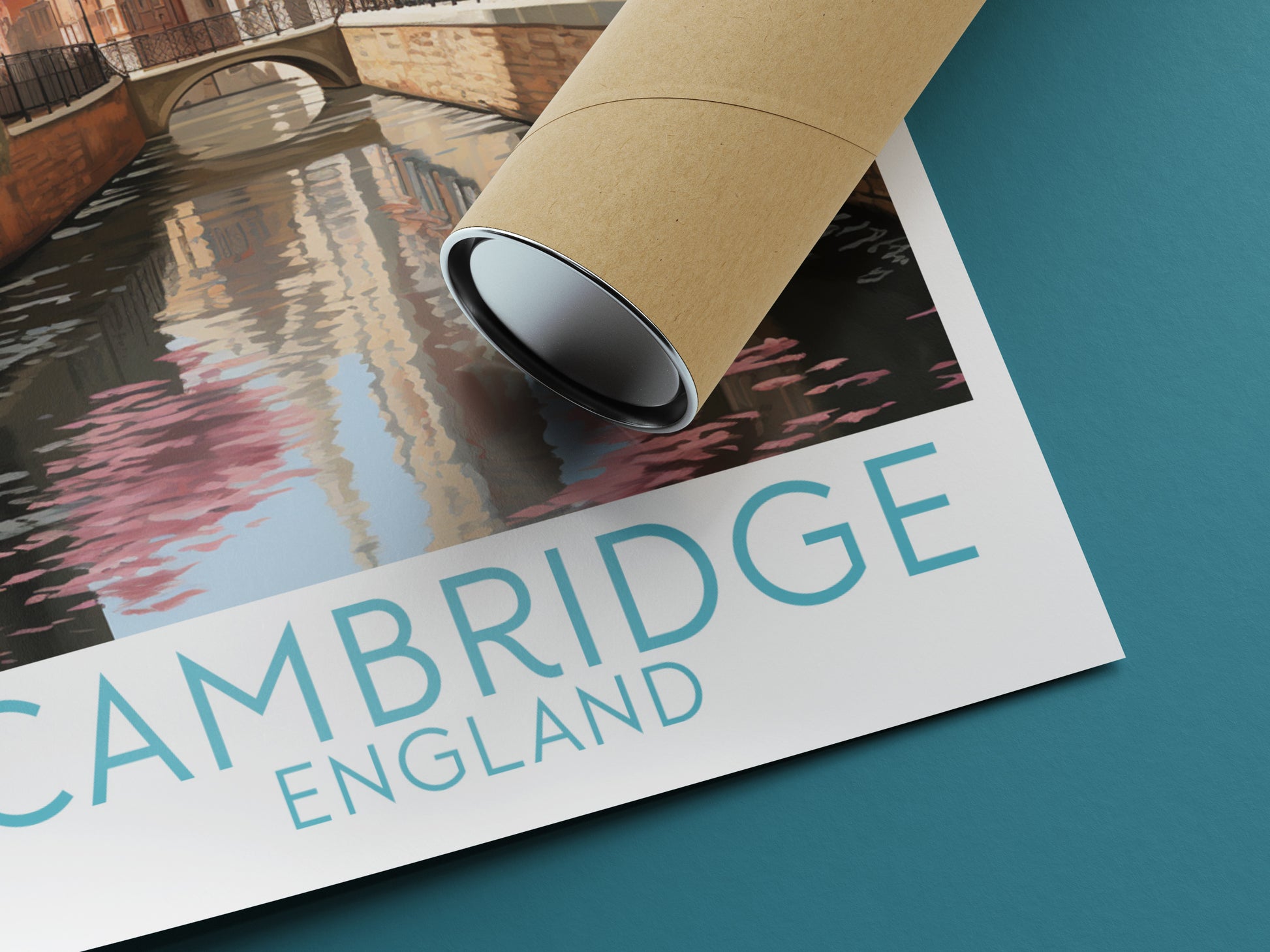 cambridge travel poster rolled england