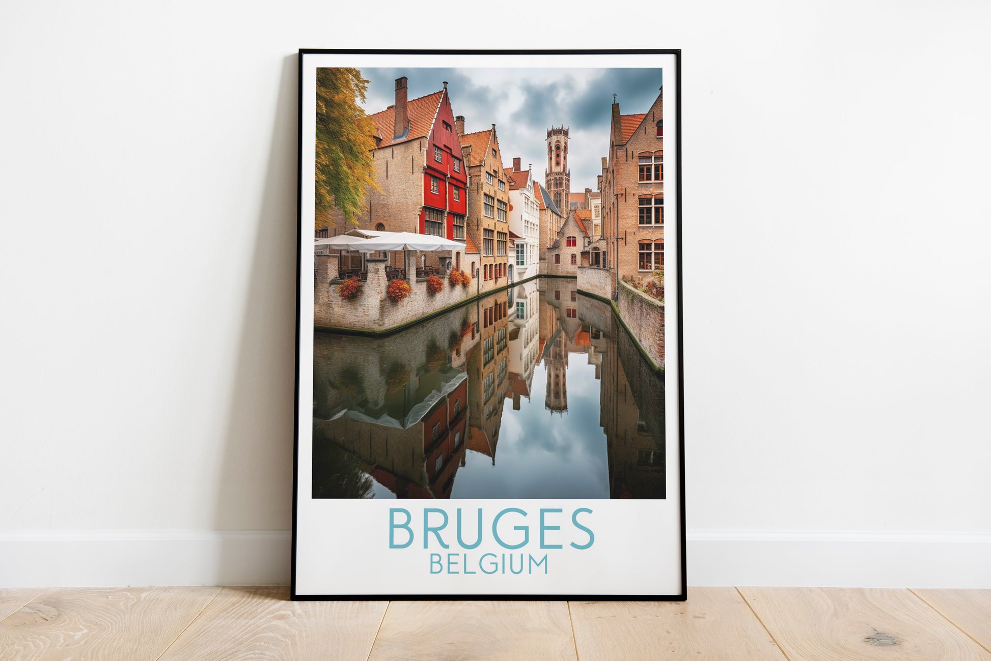 bruges travel poster on the ground belgium