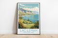 lac leman travel poster on the ground switzerland