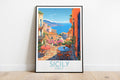 sicily travel poster on the ground italy