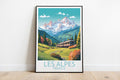 les alpes travel poster on the ground france