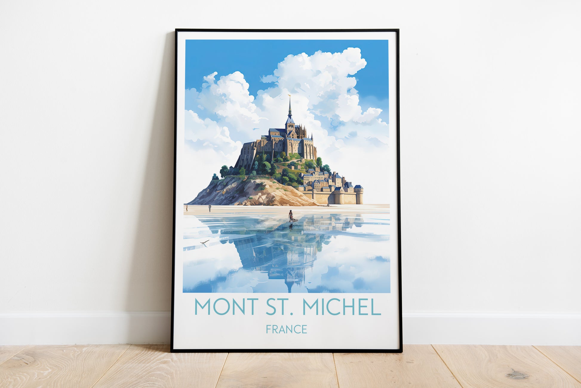 mont st michel travel poster on the ground france