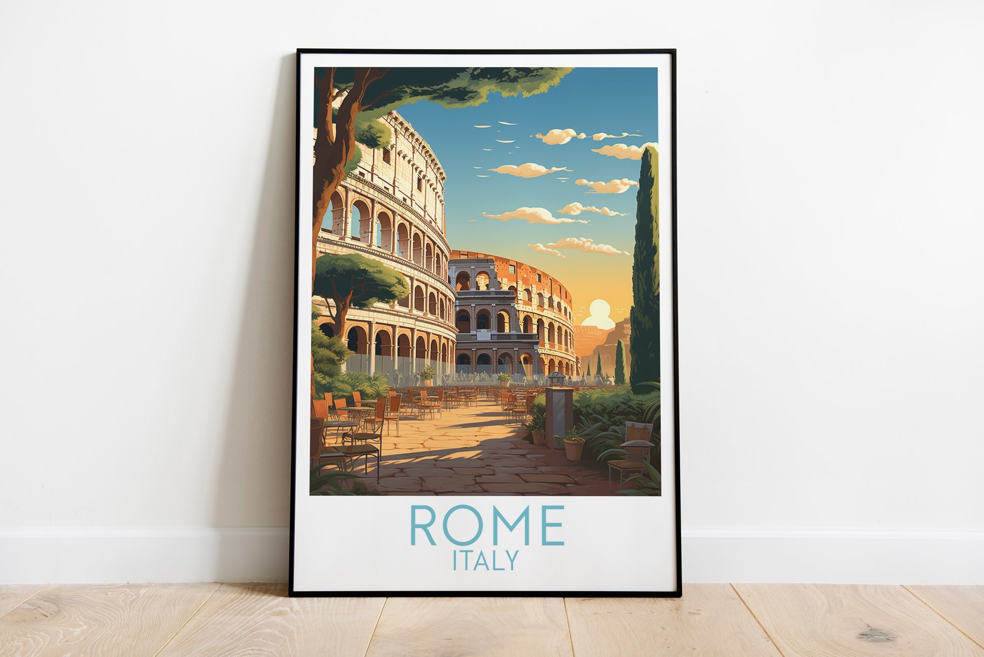 rome travel poster on the ground italy