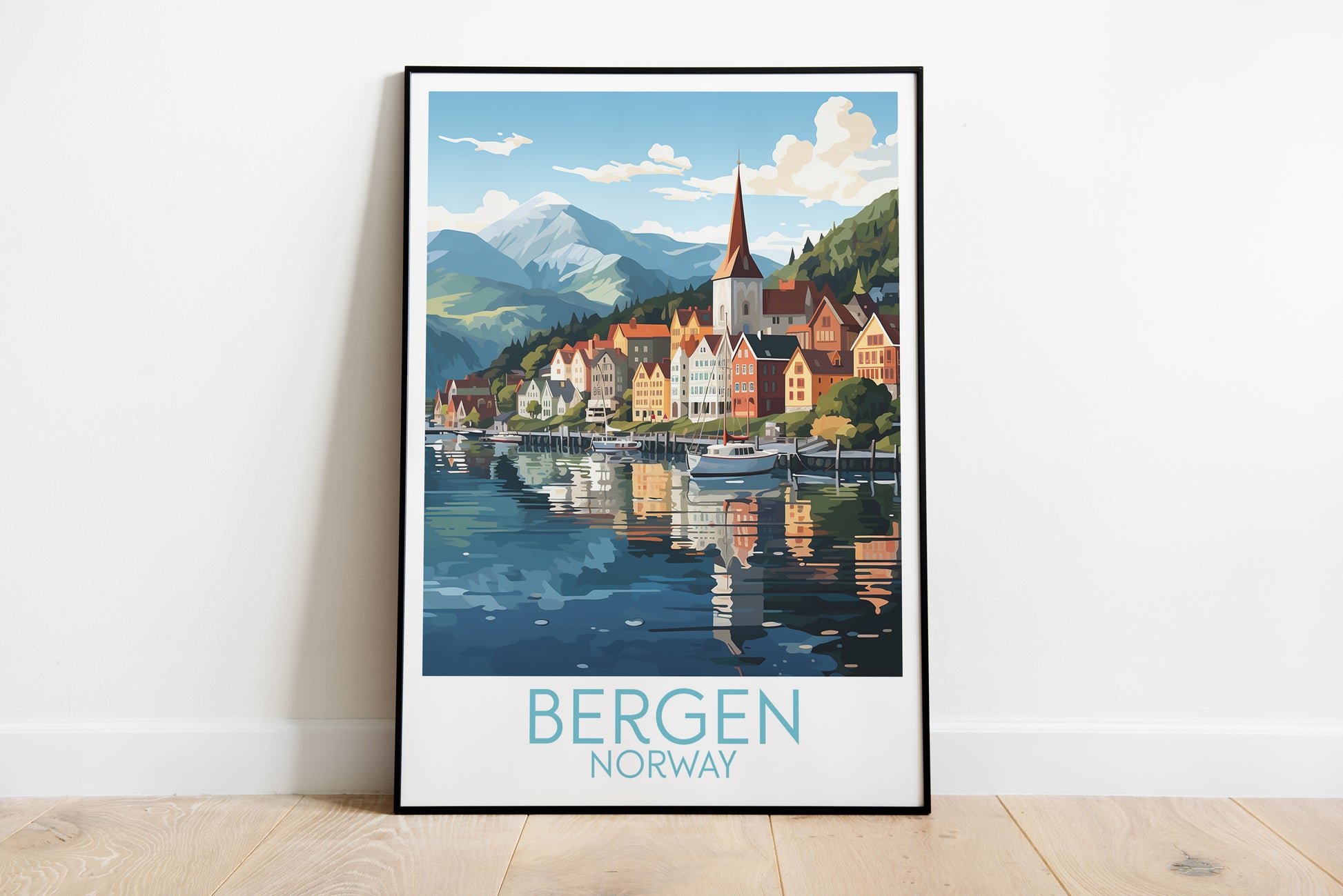 bergen travel poster on the ground norway