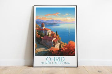 ohrid travel poster on the ground north macedonia