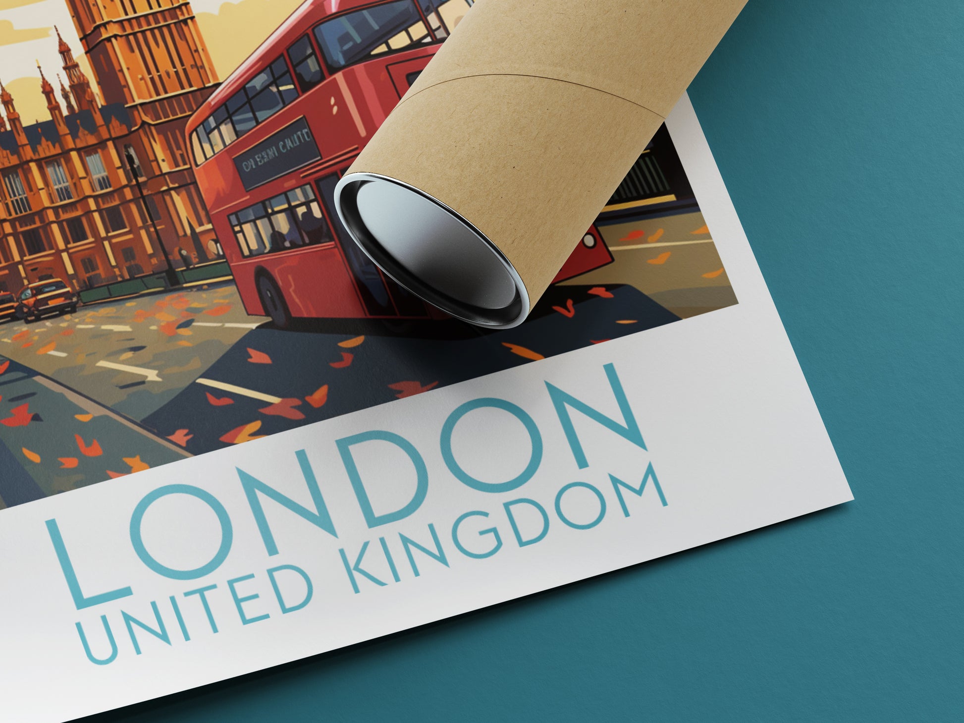 london travel poster rolled united kingdom